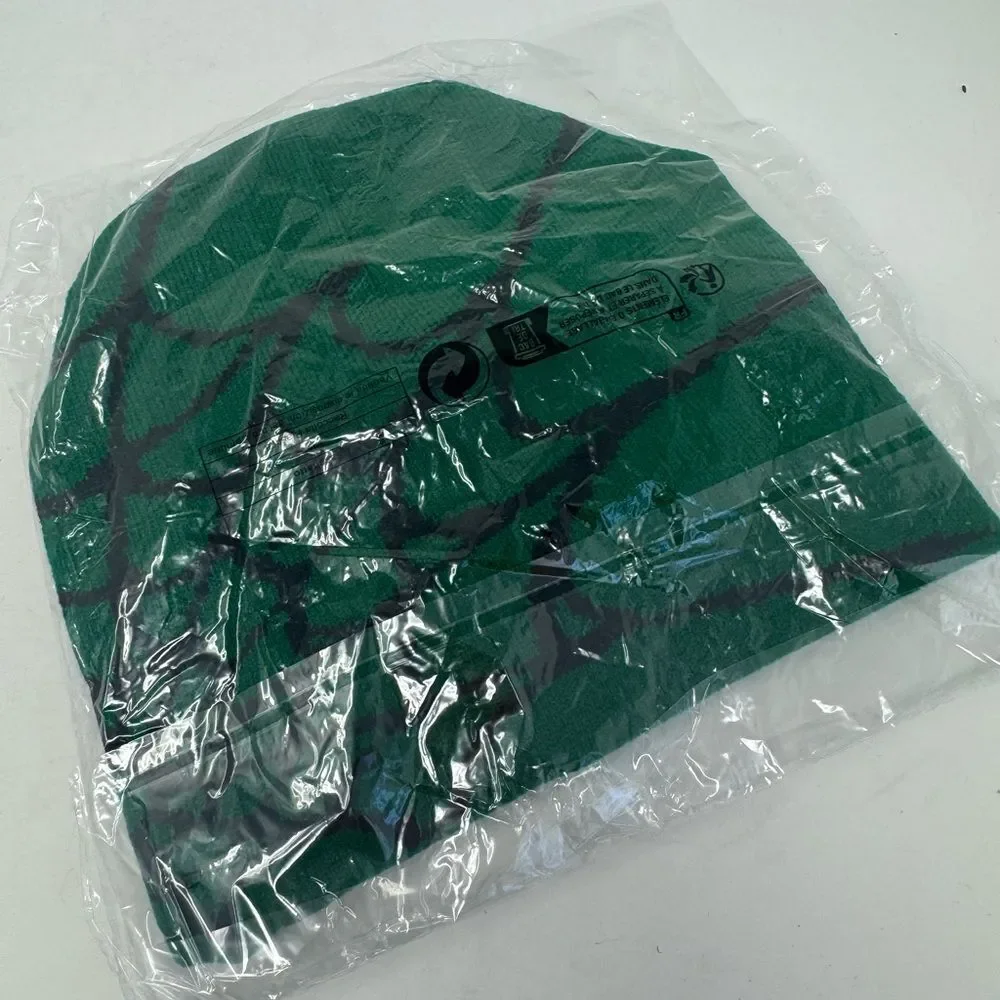 NEW Y2K Green and Black Spider Web Patterned Beanie